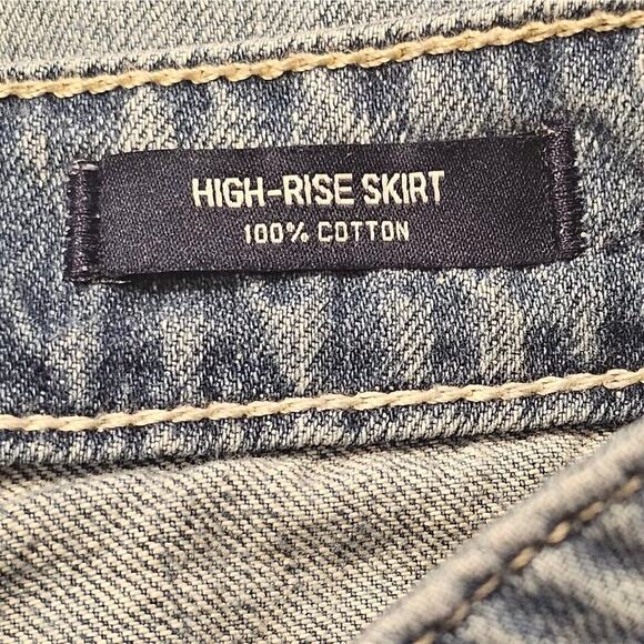 Hollister Denim Mini Skirt Womens Sz 7 Waist 28 Frayed Hem High Rise Distressed - Picture 5 of 10